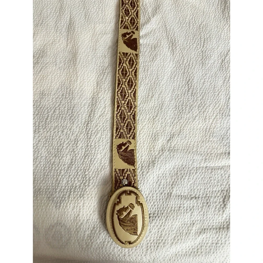 Authentic Mexican Leather Embroidered Belt Western YAC 42